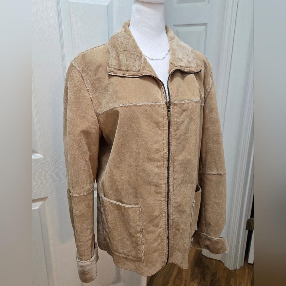 Winlit Women's Suede Jacket, Tan, Size L - Picture 3 of 14